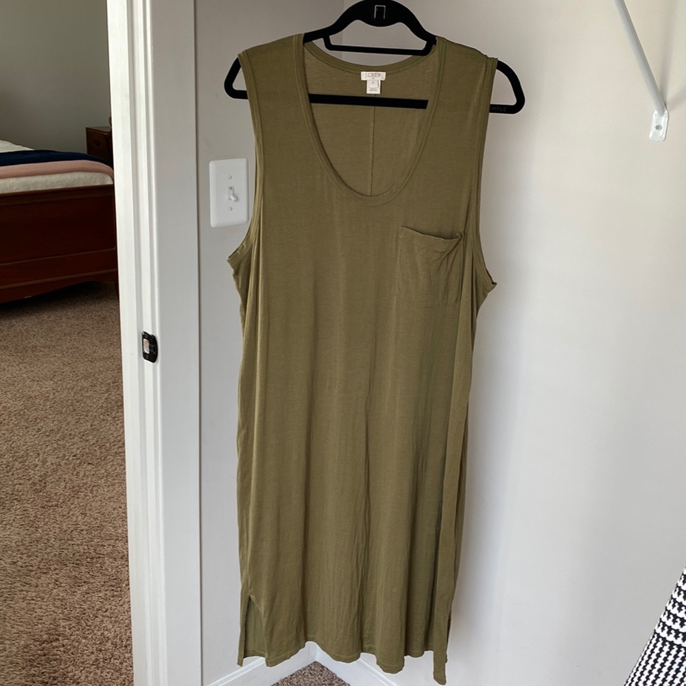 EUC JCrew tank dress olive green